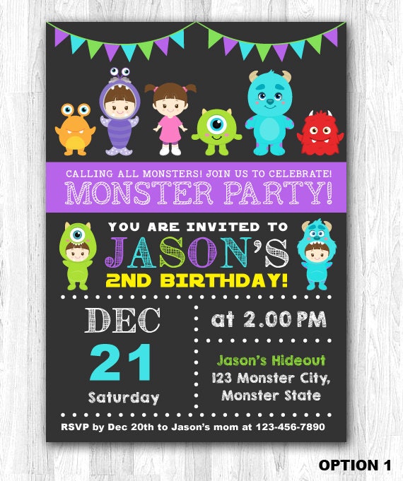 Monster Invitation Monster Birthday Invitation By Kidzparty Monsters Inc Birthday Invitations Template