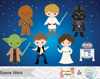 Instant Download Star Wars Digital Clip Art, Star Wars Clipart, Star Wars Party, Space Wars Clipart, Digital Star Wars Printable, 0178