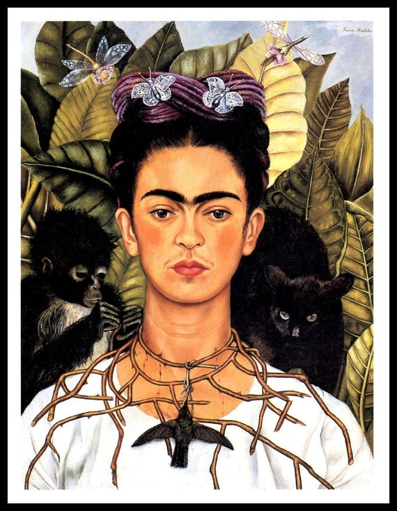 Frida Kahlo 1940 Painting Self Portrait With Thorn Necklace