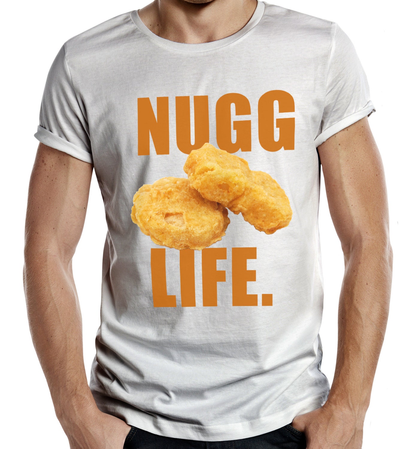 Nugg Life Funny mens Tshirt Chicken Nuggets top Tee Thug