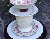 Bird bath, bird feeder, garden totem, garden deco, patio decor, recycled tableware, upcycled ceramics, garden art, garden whimsy, yard art Bird bath, bird feeder, garden totem, garden deco, patio decor, recycled tableware, upcycled ceramics, garden art, garden whimsy, yard art