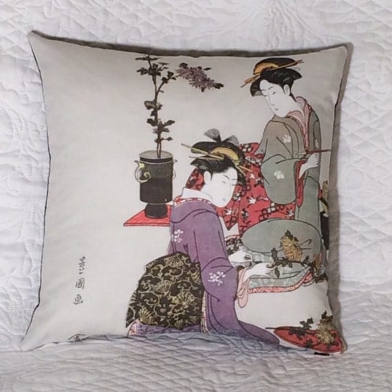 Geisha Women Hanky Pillow by 1partvintage on Etsy