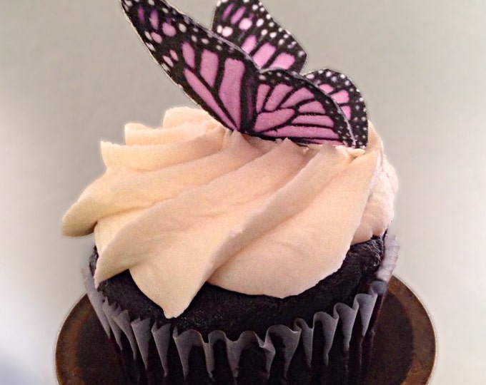 Edible Monarch Butterflies, Double-Sided Wafer Paper Small Monarch Butterflies for Cakes, Cupcakes or Cookies