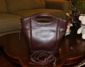 COACH~Dark Mahogany Leather Mini Shoulder Shopper Tote Bag Purse
