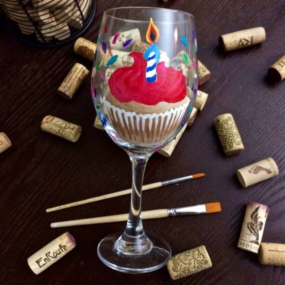 Birthday Cupcake Wine Glass