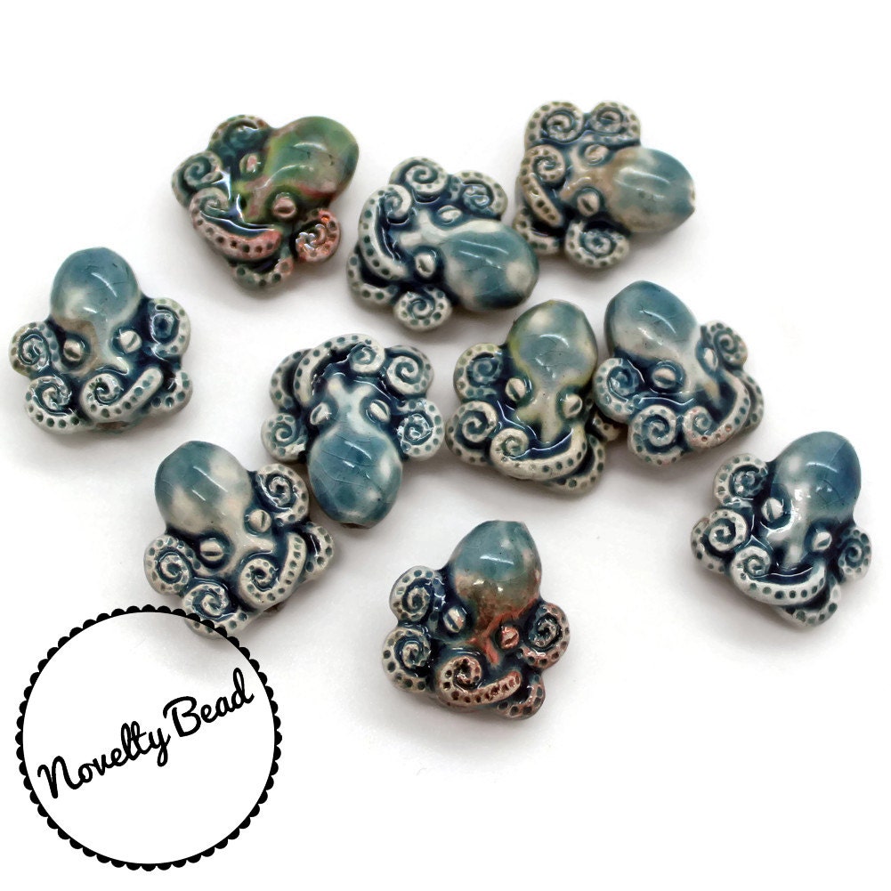 10 Small Octopus Beads Nautical Steampunk Cthulhu