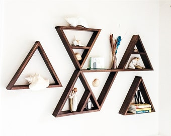 Triangle Shelves - Custom Made in Choice of Stain Color - Nursery Decor - Display Shelves - Home Decor - Geometric Shelves - Triangle Shelf