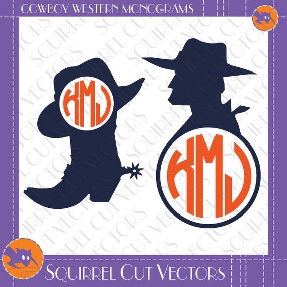Cowboy Western Monogram Frame SVG DXF EPS Cutting files
