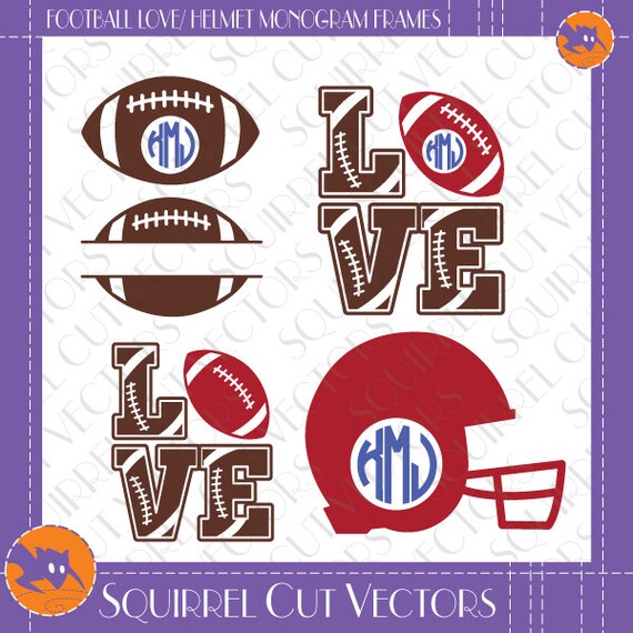 Download Footballs Football love Football Helmet Monogram Frames SVG