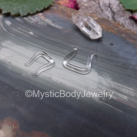 Septum Retainers Clear Glass 12g Nose Rings by MysticBodyJewelry