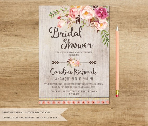 Boho Bridal Shower Invitations 1