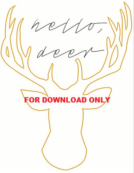 Hello Deer antler outline digital printable download