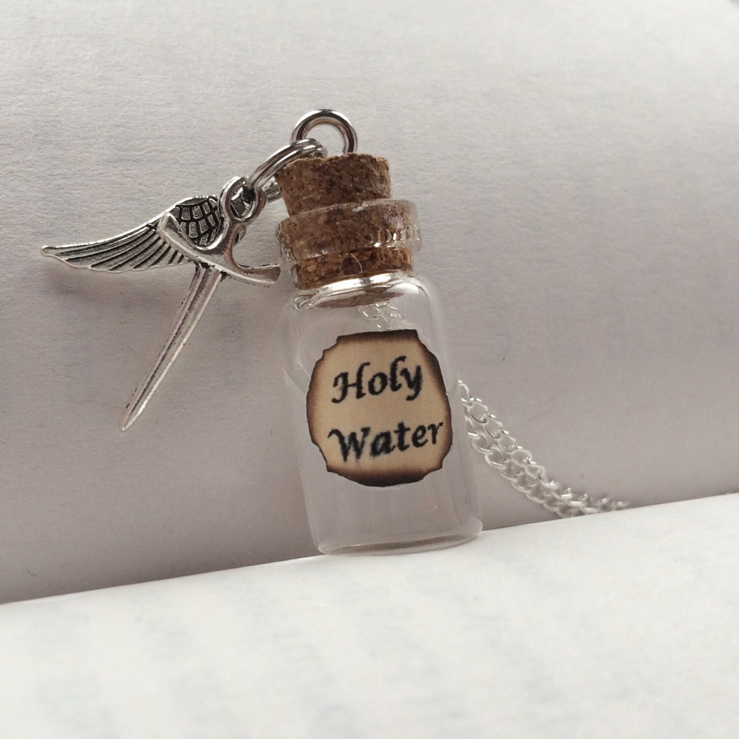 Holy Water Bottle Necklace / Pendant / Bookmark / Earrings
