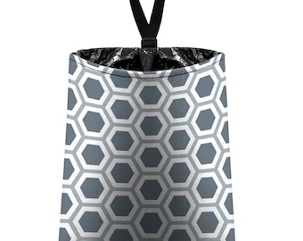 Car Trash Bag // Auto Trash Bag // Car Accessories // Car Litter Bag // Car Garbage Bag - Honeycomb dark grey silver white // Car Organizer