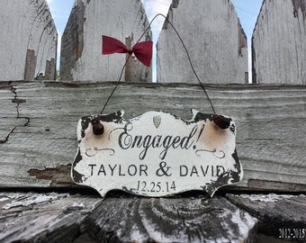 ENGAGED CHRISTMAS ORNAMENT | Personalized Christmas Ornament | Engagement Christmas Ornament | Engagement Gift | Girlfriend Ornament | Heart