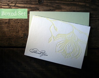 Letterpress Printed Magnolia Thank You Cards