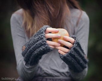 SALE Charcoal Grey Fingerless Gloves, Gloves, Arm Warmers, Ready to Ship