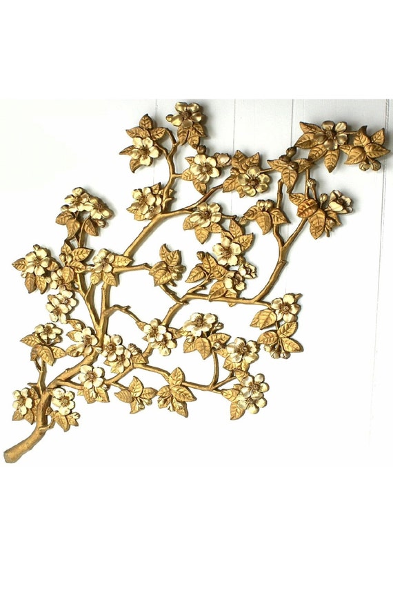 Vintage Mid Century Mcm Gold Branch Scroll Wall By Vintedgemodern