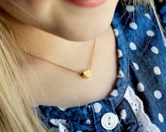 Children's Heart Necklace - Flower Girl Necklace Gold Silver Rose Gold Heart Childrens Kids Child Flower Girl Gift Flower Girl Jewelry