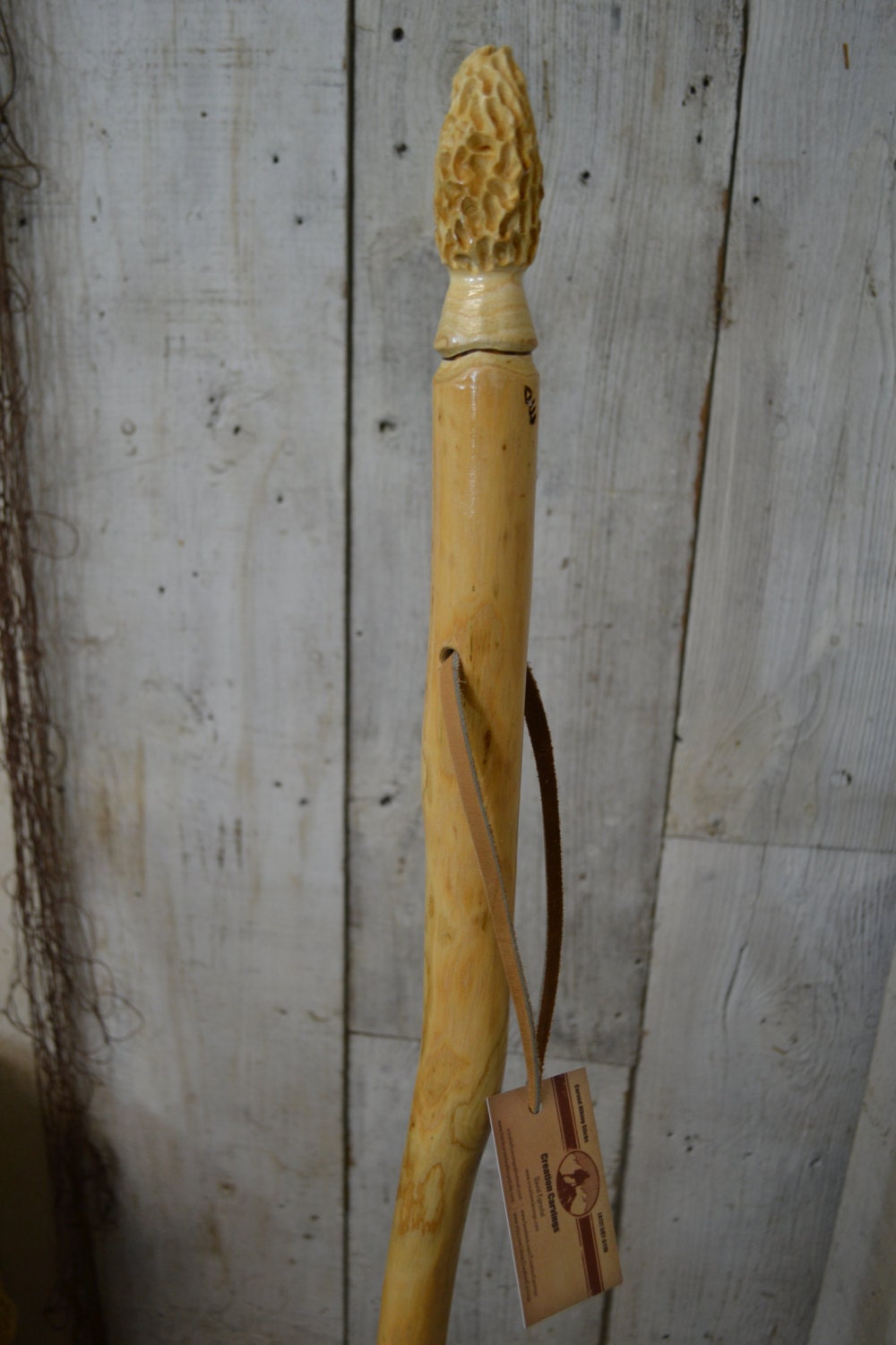 Walking Stick Morel Mushroom Carving by CreationCarvings on Etsy