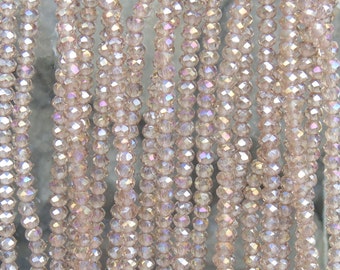 3x2mm Faceted Transparent Taupe AB Chinese Crystal Rondelle Beads 7 & 1/2 Inch Strand (3CCS23)