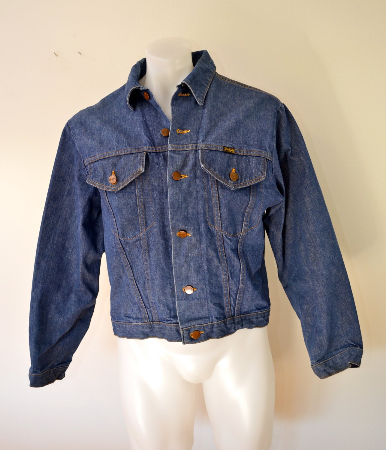 sale Vintage WRANGLER Denim Jean Jacket 2 pocket trucker coat