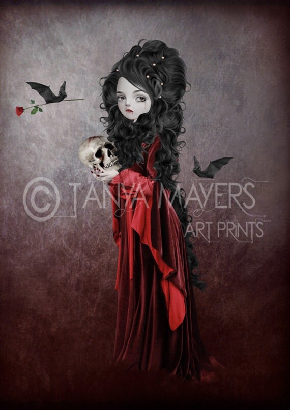 Vampire Art Print Gothic Art Vampire by HarrietsImaginations