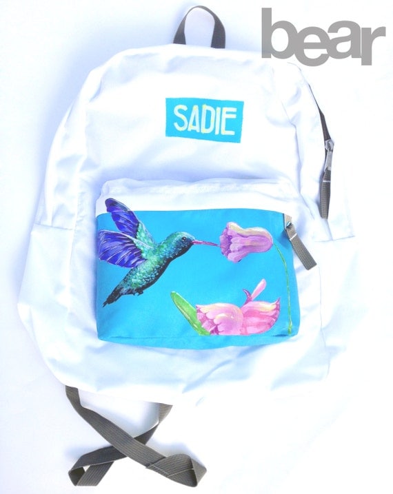 Custom JanSport Backpack Hand Painted Hummingbird and