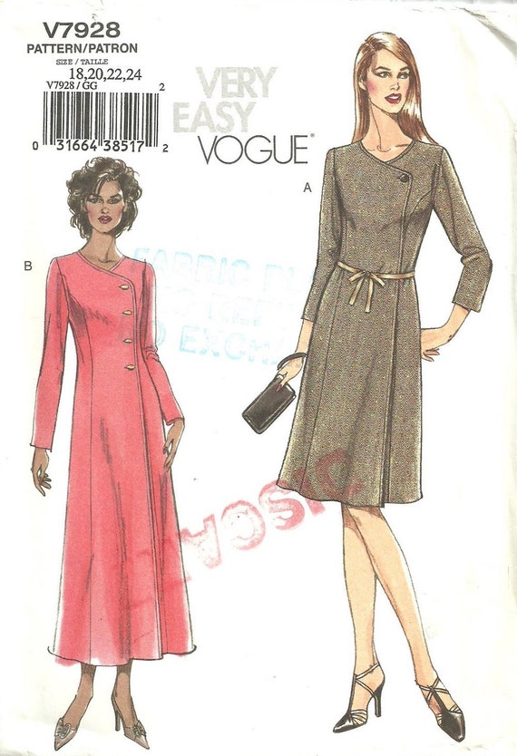 Vogue 7928 / Very Easy Sewing Pattern / Wrap Dress / Sizes 18