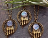 Moonstone hand palmistry necklace, Game of Thrones, Hand of the King