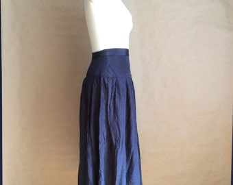 SALE! vintage 1980's blue gray sweep skirt pleated high waist
