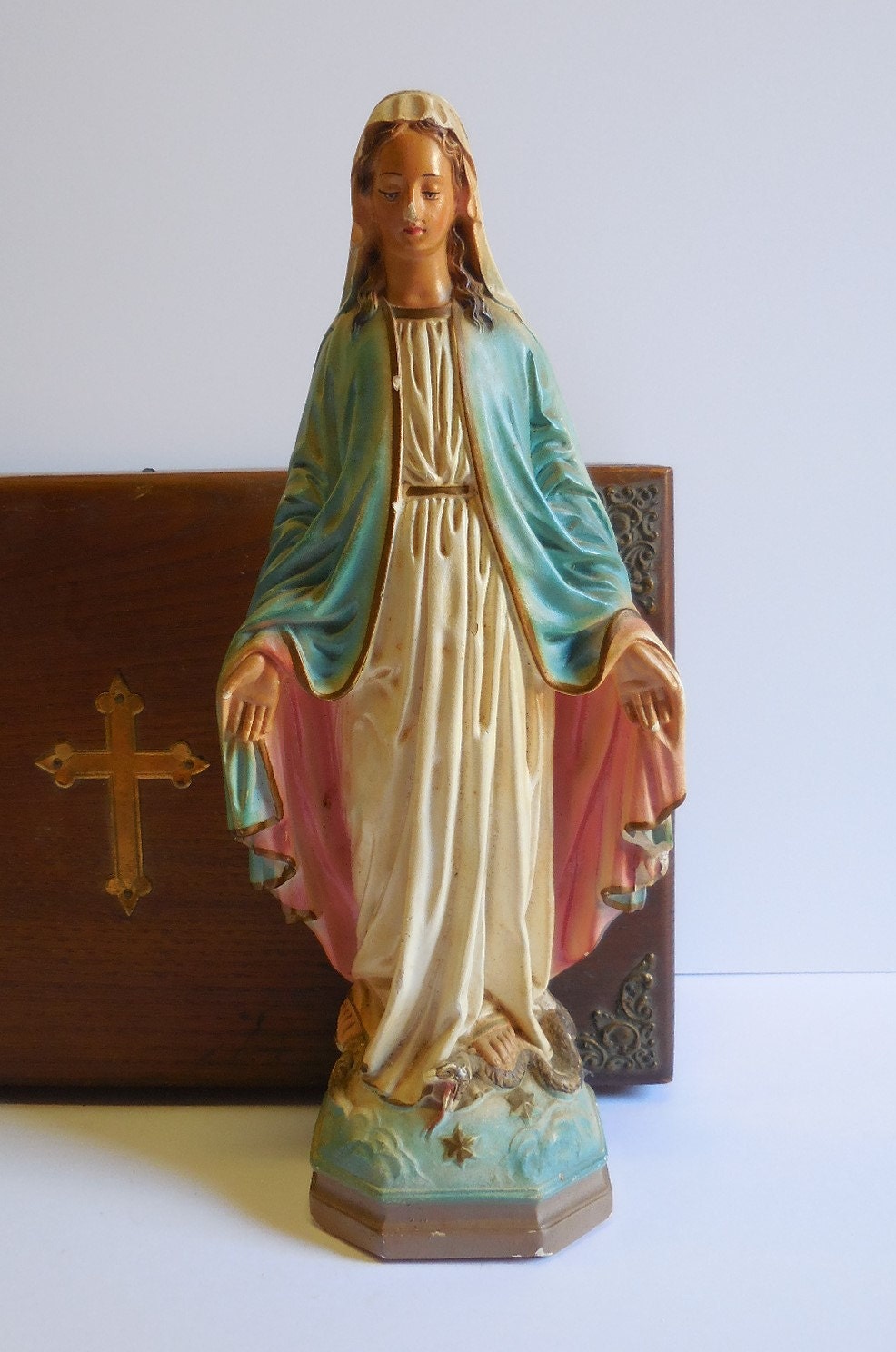 Vintage Religious Statue Blessed Mother Virgin by SalvageRelics