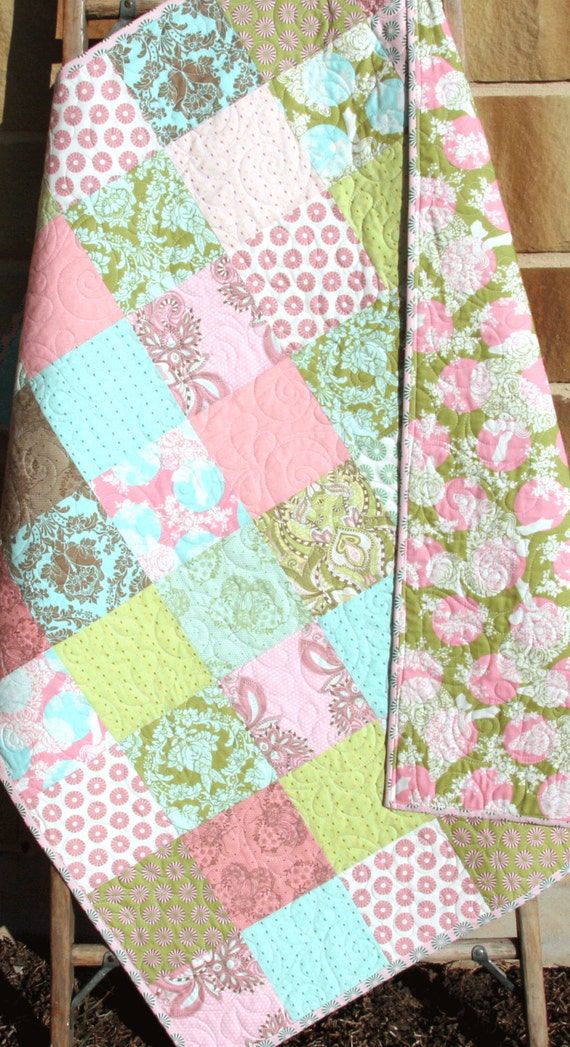 SALE Shabby Chic Quilt Baby Girl Patchwork by SunnysideDesigns2