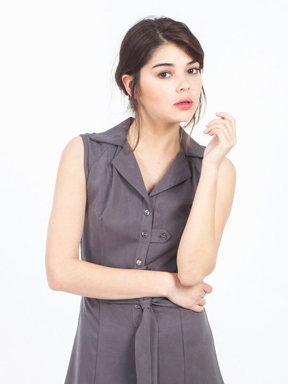 Gray dress for summer button down sleeveless gray dress gray