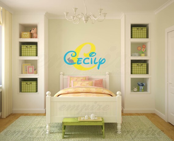 Fairytale decals, Personalized decal, Disney Wall Decal, Name Decals, Girls Nursery Wall Decals, Girls Name Wall Decals, Bunny decals