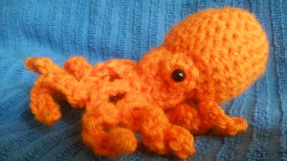Small Orange Octopus Amigurumi Plush by LuLaCreations on Etsy