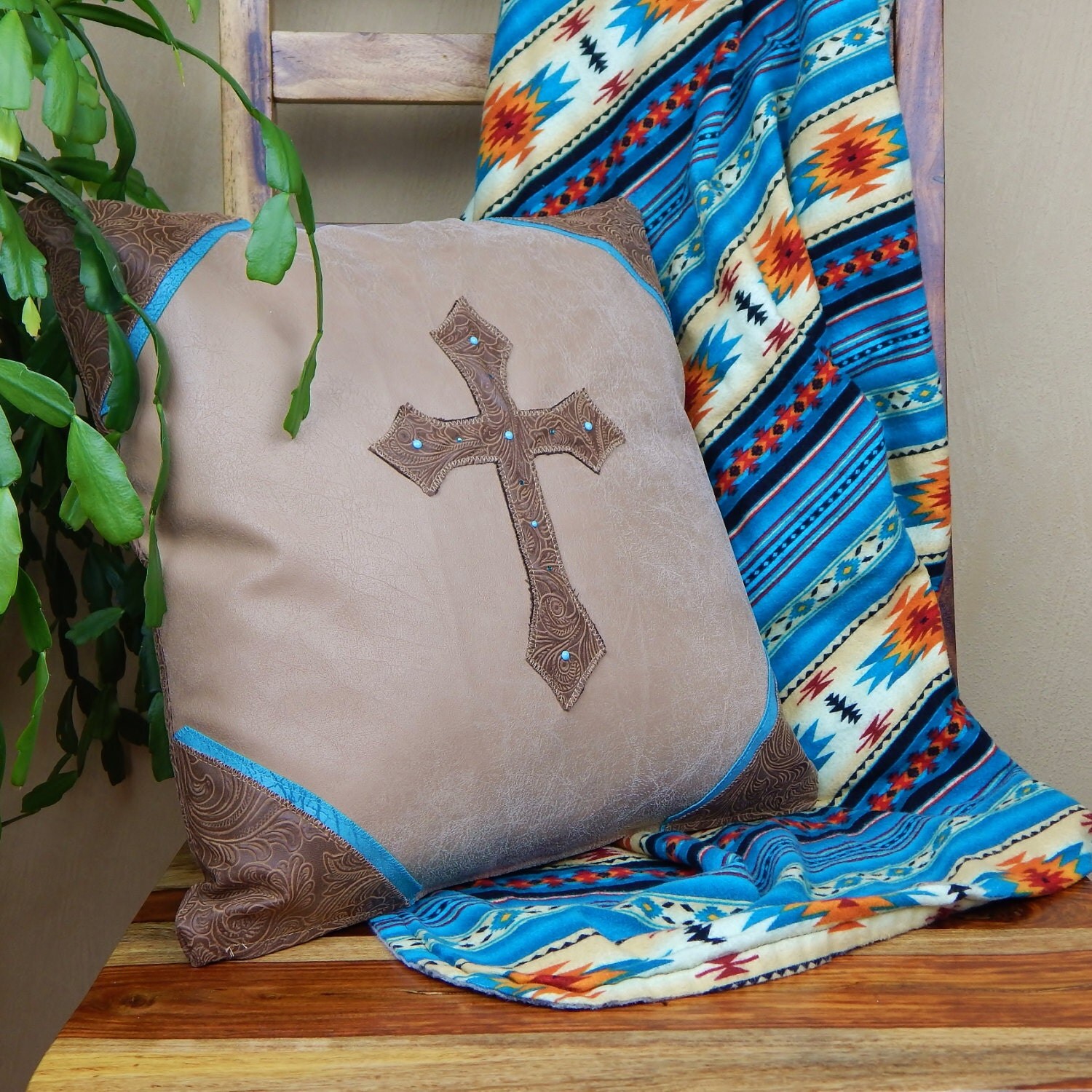 Western Cross Pillow Cover Western Cross Pillow Tooled