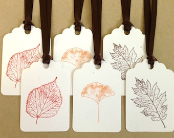 Fall Tags - Autumn Tags - Fall Wedding Tags - Thanksgiving Tag Set - Rustic Stamped Tags - Fall Leaves Tags - Autumn Leaf Tags - Fall Favor