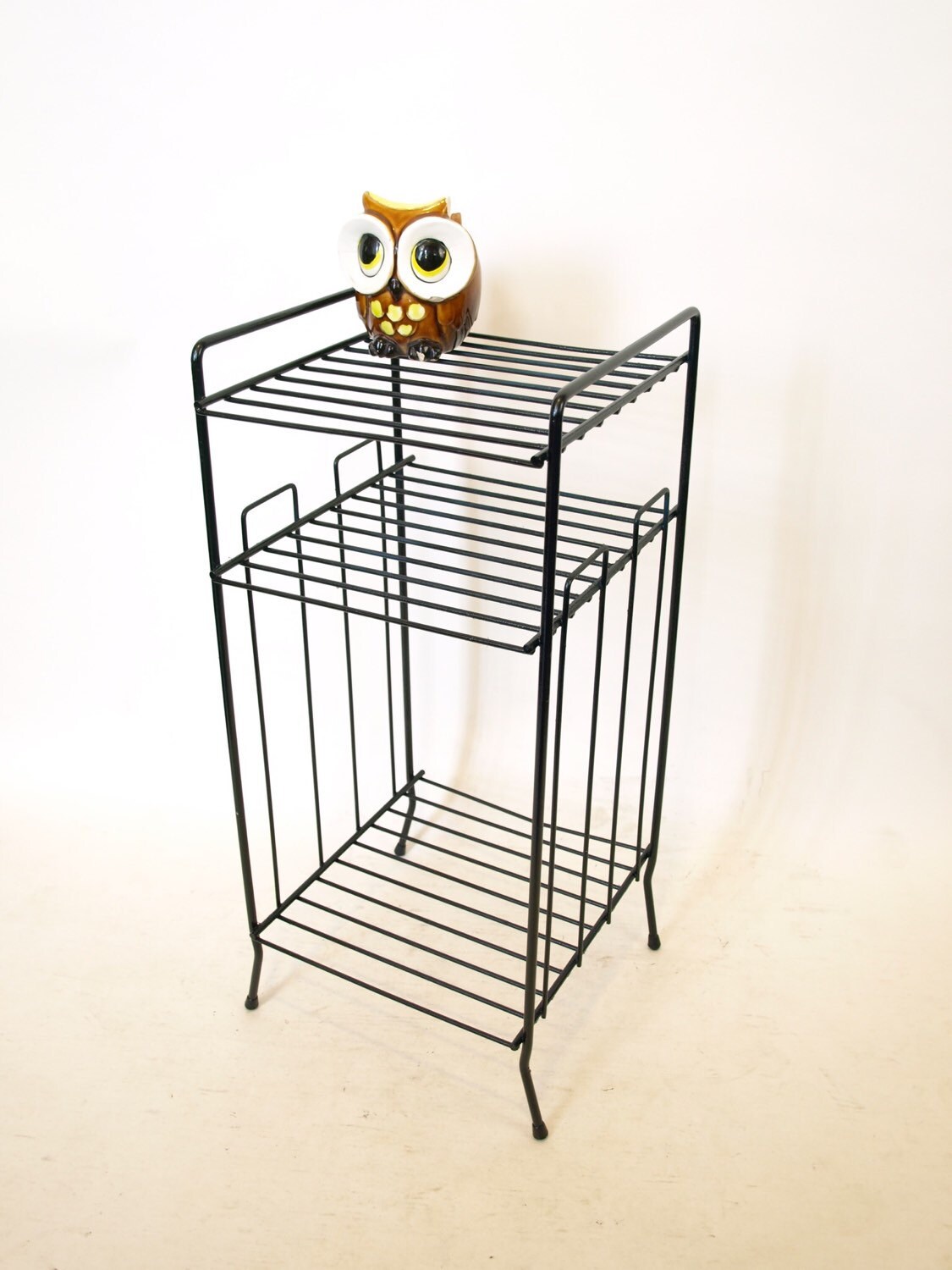 Vintage black wire plant stand or shelf mid century modern Haute Juice