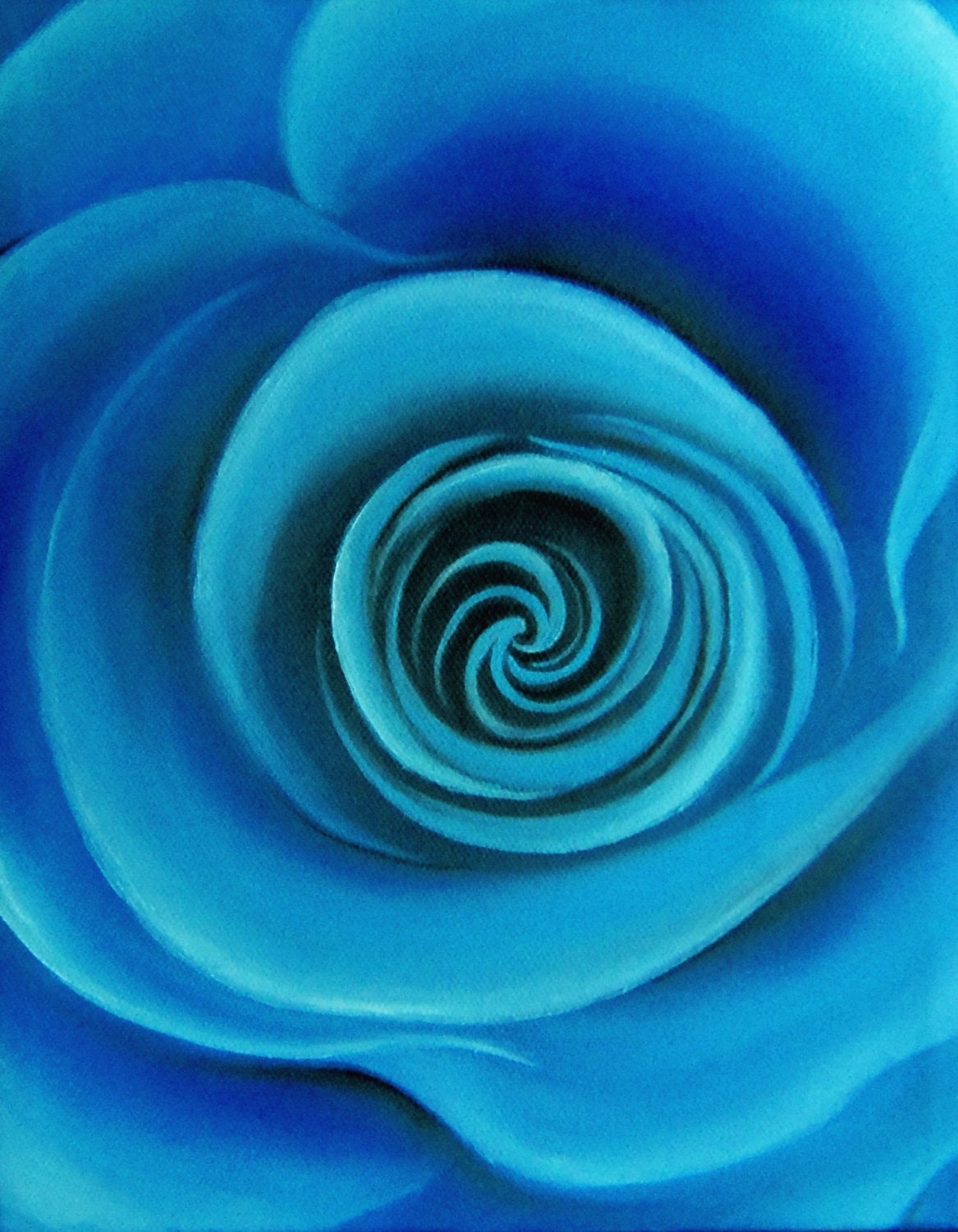 Blue Rose Art Print Whimsical Flower Home Decor Floral by BingArt