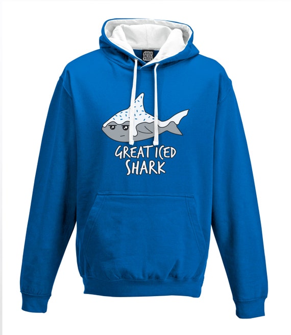 Great Iced Shark Hoodie Blue Hoodie Shark Hoody Mens