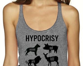 Speciesism Hypocrisy Triblend Vegan Tank, Racerback, Vegan Tank, Vegan Shirt, Tri Blend Level Apparel, Animal, Cow Tank, Animal Rights,