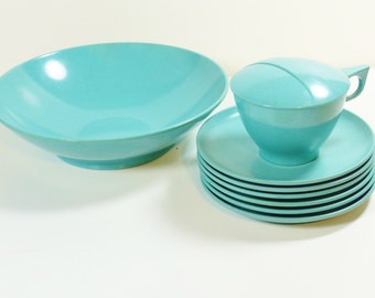Turquoise Debonaire Melmac Dinnerware Set