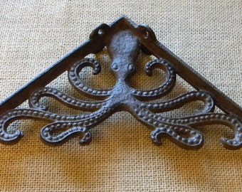 Cast Iron Victorian Style Octopus Shelf Bracket - Kraken Shelf Bracket - Nautical Shelf Bracket