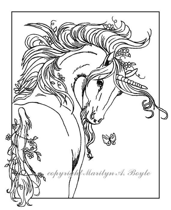 Realistic Unicorn Colouring Pages For Adults - Unicorn coloring book