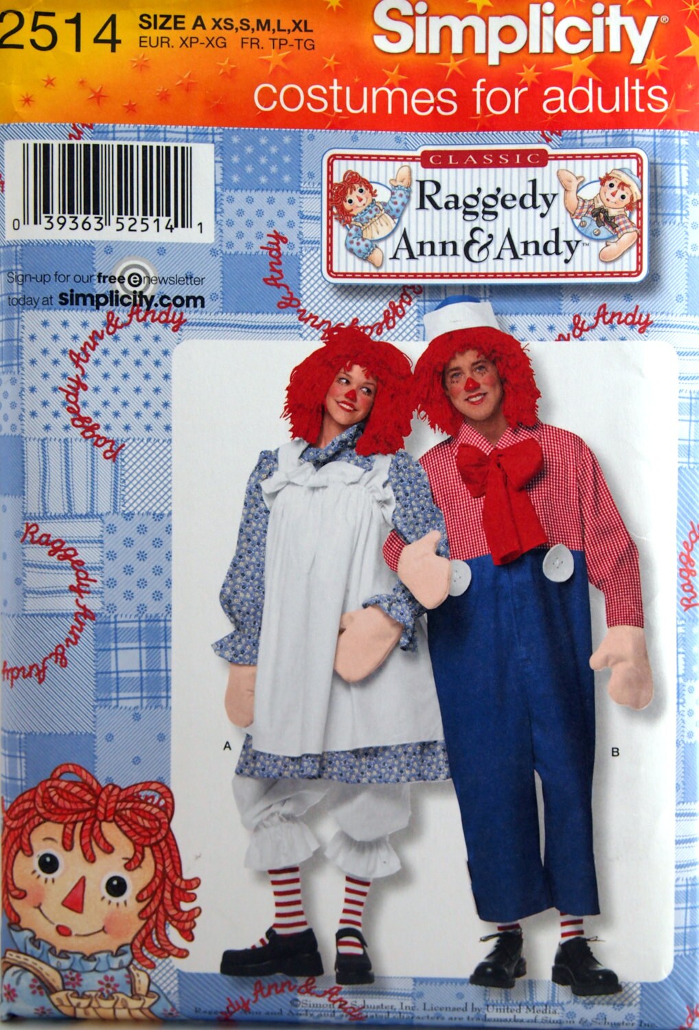 Raggedy Ann And Andy Costumes For Adults
 Adult Raggedy Ann And Andy Costumes Size XS Through XL By