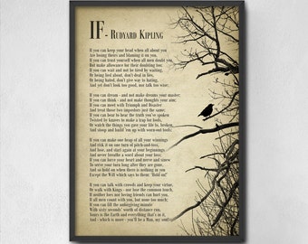 If by Rudyard Kipling Typography Print - Inspirational Poster - Student Wall Art Poster - Dorm Decor - Poetry Wall Art Decor - Gift for Him