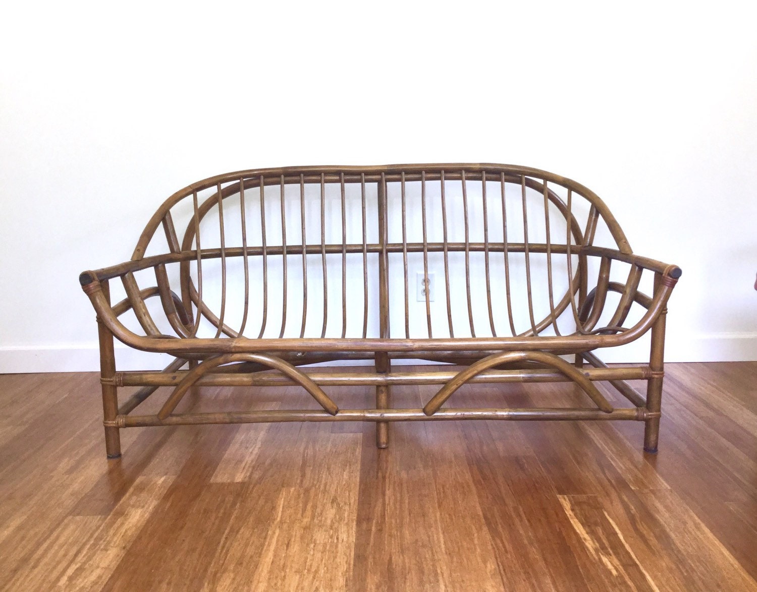 Vintage Bamboo Settee Sofa Loveseat Bentwood Rattan Albini