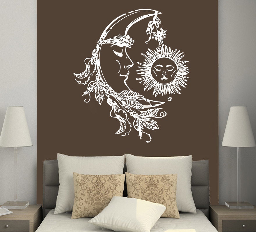 Wall Decals Sun And Moon Crescent Ethnic Dual Symbol Stars