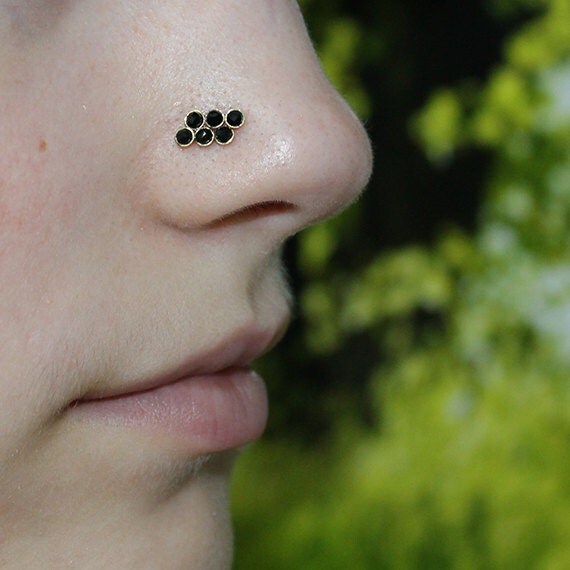 Small 14k Gold Filled 2mm Onyx Nose Stud,Ring, 20g Earring, cartilage,seamless,tragus,helix piercing 20 gauge
